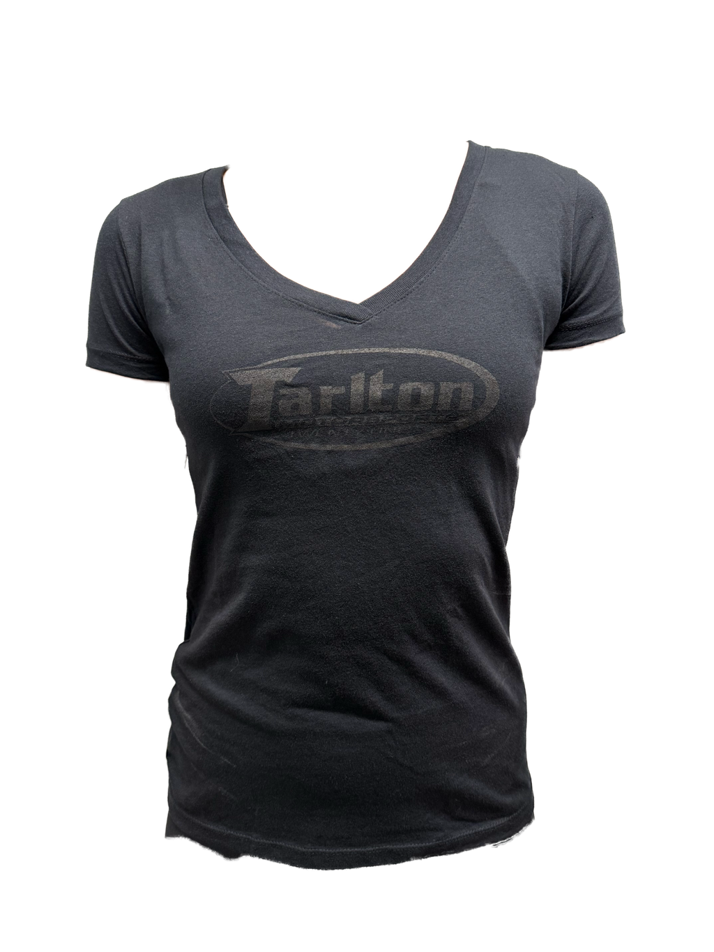 Women's V-neck black on black