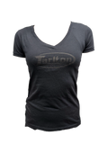 Women's V-neck black on black