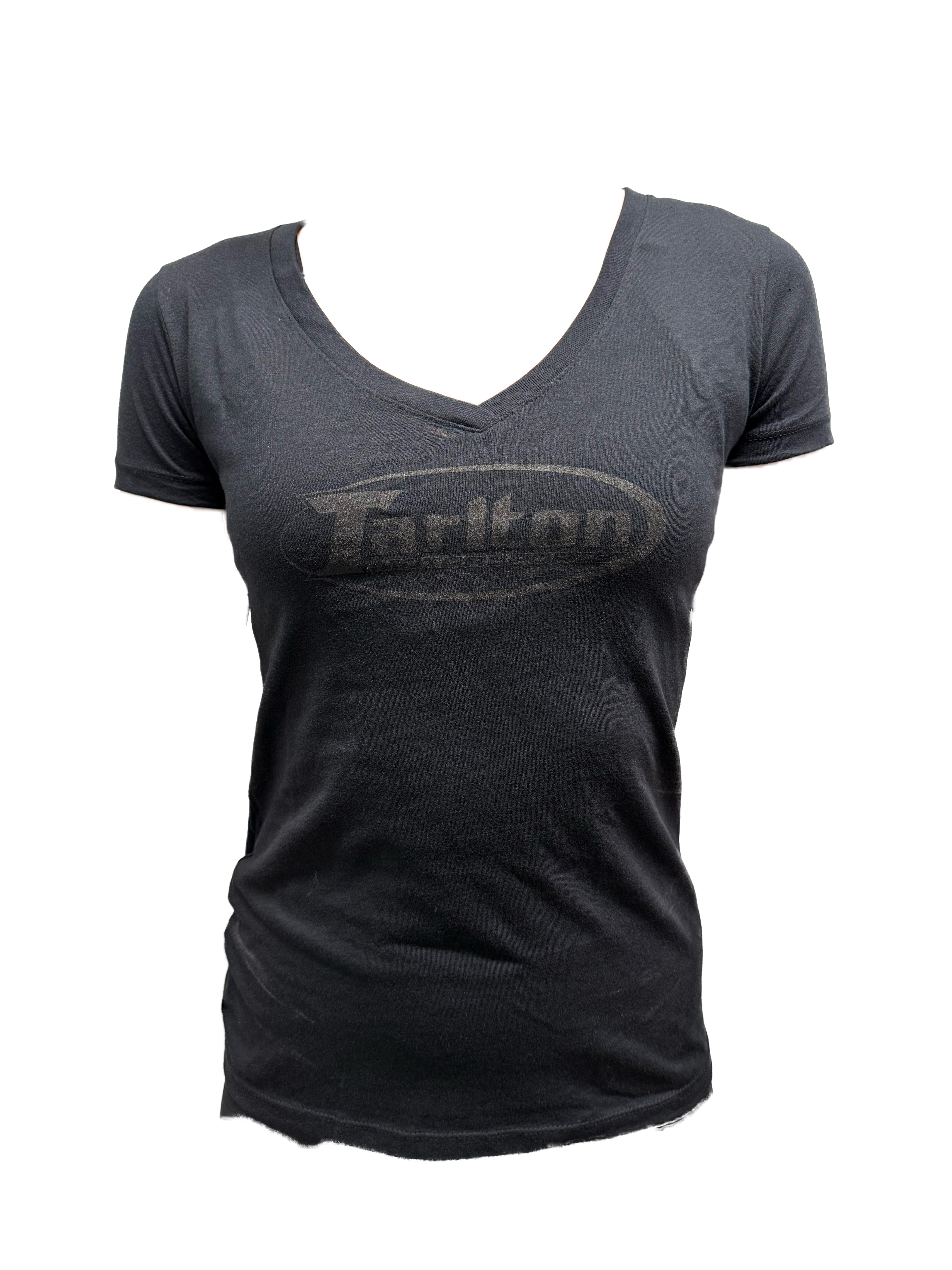 Women's V-neck black on black